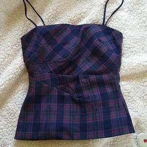 BCBG Plaid Bustier Top
